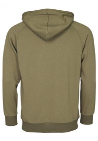 Huva sweatshirt i olivgrön, med en slät textur, ribbade mudd och fåll, samt en klassisk skärning med raglanärmar.