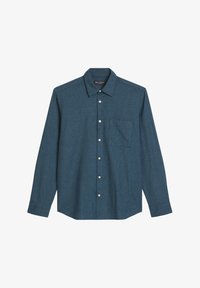 Izbrano, kent collar  long sleeves one rectangular chest pocket round hem