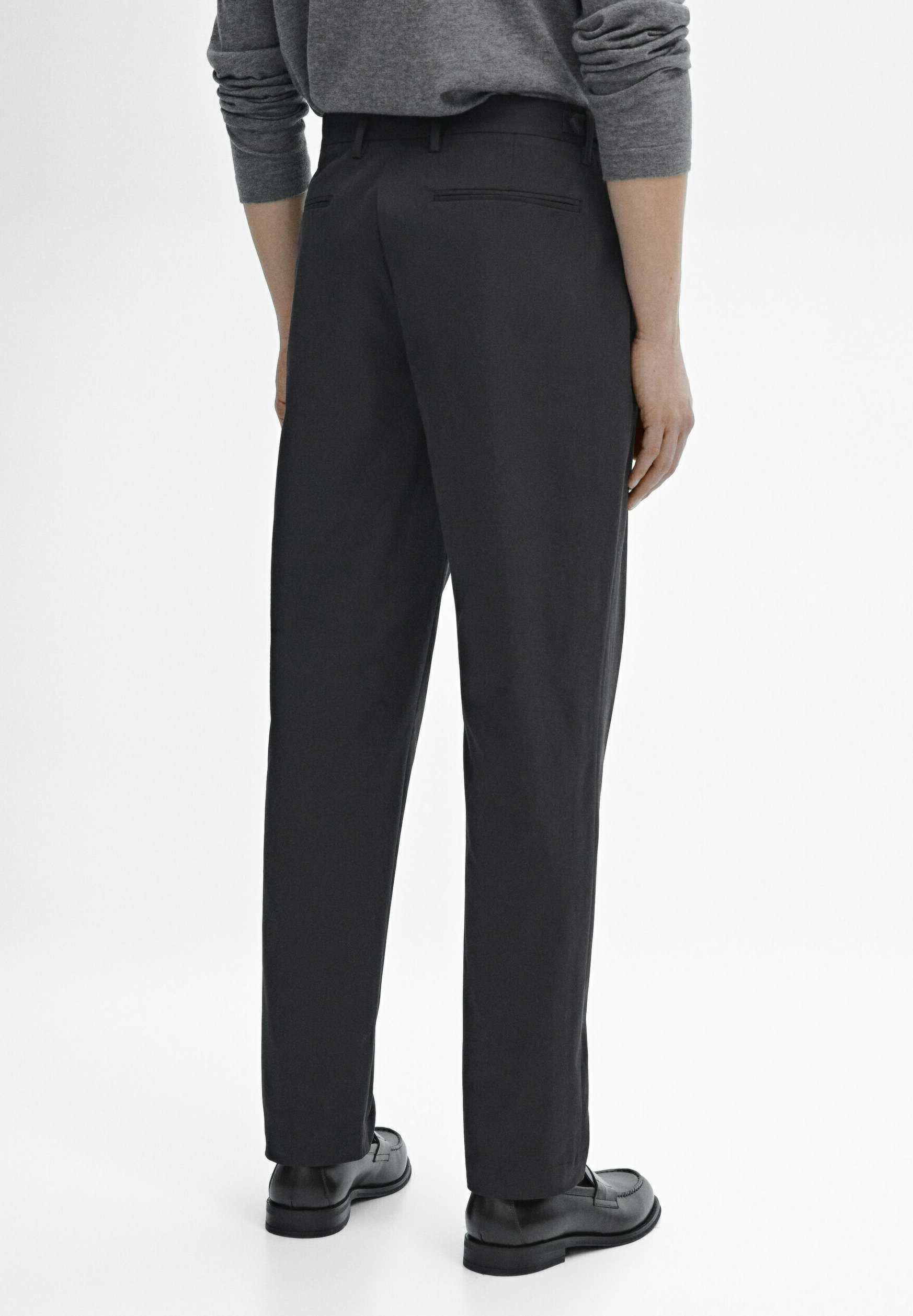 ★ Massimo Dutti★ Straight fit pants with buckle detail 05 Massimo Dutti WITH BUCKLES - Trousers - mottled black