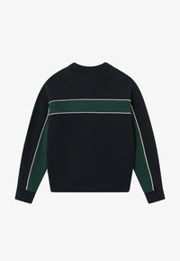 Mustraeg kahe roheliste külgpaneelidega ja valge õmblusega. Omab ümmargust kaelaava ja soonikkoes mansette. Sile kangatekstuur.