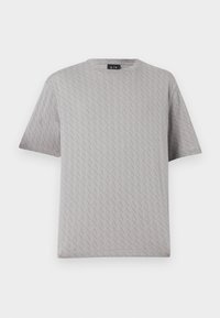 Γκρι κοντομάνικο T-shirt με λαιμόκοψη crew και διακριτικό επαναλαμβανόμενο διαγώνιο μοτίβο με το λογότυπο "A|X".