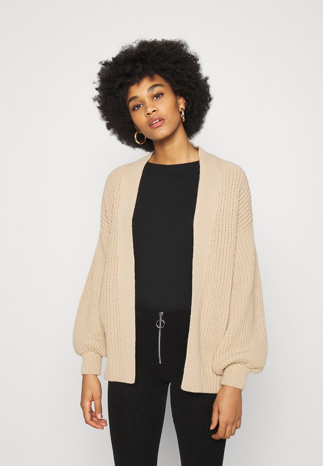 STITCHY BALLOON SLEEVE CARDIGAN - Gilet - camel