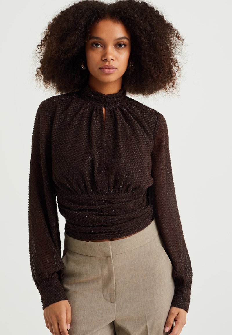 Sules Structure Bluse - Dark Brown