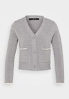 VMGOLD V NECK CONTRAST CARDIGAN - Ζακέτα - medium grey melange/birch