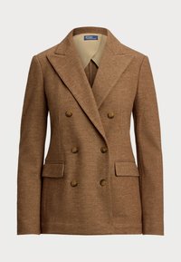 DOUBLE BREASTED HERRINGBONE BLAZER - Blazer - tan