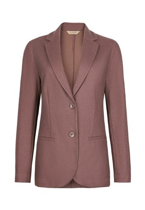 Blazer da donna color malva con rever a incavo, chiusura a due bottoni, maniche lunghe e due tasche a filetto frontali, del marchio Falconeri.