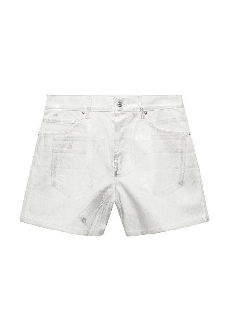 Mango Jeansshort zilverkleurig