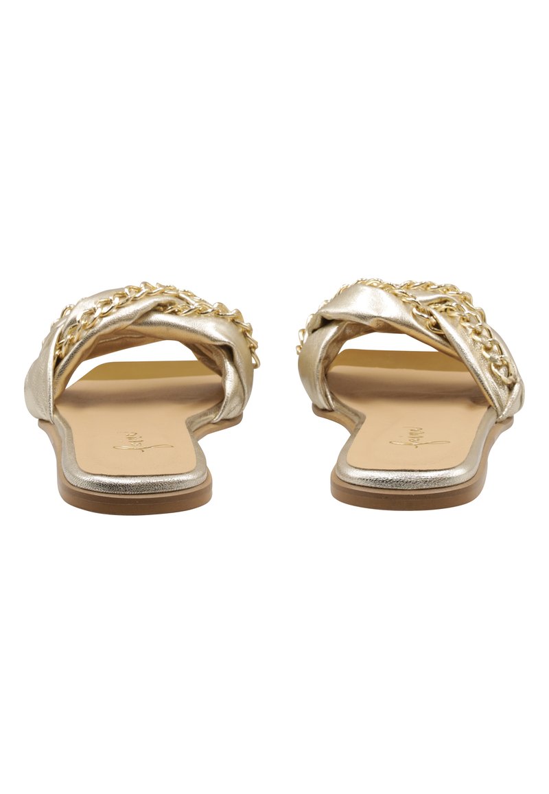 Damen Sneaker | faina Pantolette flach gold/goldfarben - KP54824 Damen Sneaker | faina Pantolette flach gold/goldfarben - KP54824