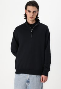 Abercrombie & Fitch Essential Premium Heavyweight Half-Zip Sweatshirt - Sweatshirt - casual black