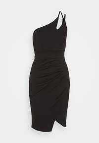 VALENCIA CUT OUT ONE SHOULDER MIDI DRESS - Cocktailkjole - black