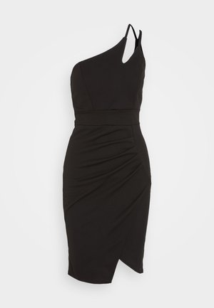 VERLENCIA CUT OUT ONE SHOULDER MIDI DRESS - Trikoomekko - black