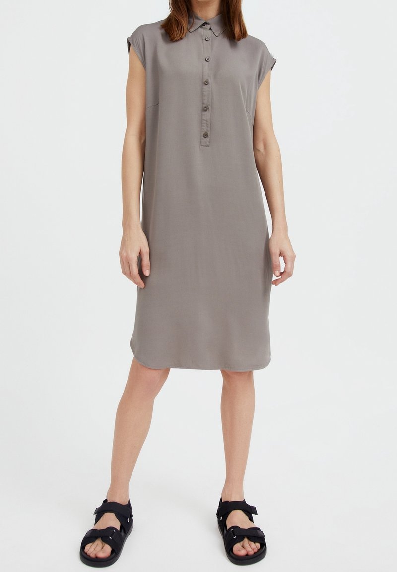 slim fit dress slacks Sleeveless Fit-and-Flare Shirt Dress – Luxeire