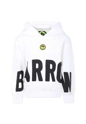 Felpa bianca con cappuccio, caratterizzata da grande scritta nera "BARROW", un piccolo sorriso giallo come accento e polsini a costina. Design semplice e casual.