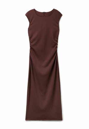 Tezenis, CRINKLE MIDI WITH GATHERING - Vestido de tubo - brown