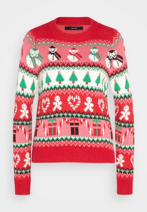 Vero Moda VMXMASMIX  O NECK  - Strickpullover - chinese red