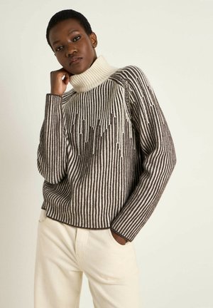 LANIUS Jumper - dark wood tweed off white