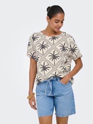 JDY TOP JDYGABY TOP - Print T-shirt - sandshell