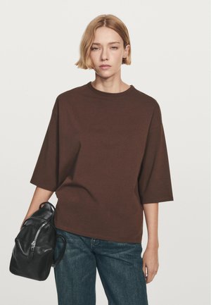 Massimo Dutti OVERSIZE HEAVY WEIGHT - T-shirt basic - dark brown