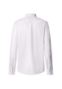 Lange mouwen shirt in lichtgrijs stof met een geruit patroon, voorzien van een button-down kraag en knoopmouwen. Ontwerp met platte rug yoke.