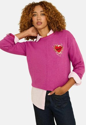 REGULAR FIT - COSY  - Svetrík - magenta sequin red love heart