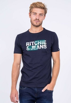 COL ROND JALTAZAR - T-shirt imprimé - bleu marine