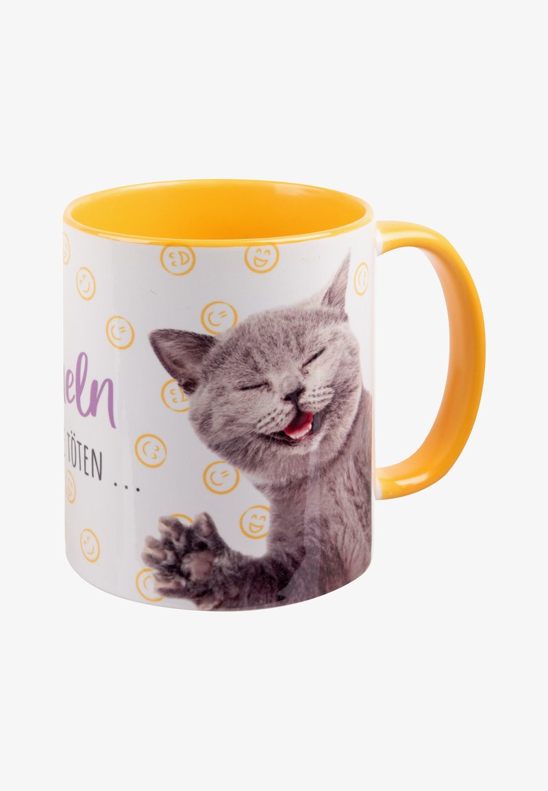United Labels EINFACH LÄCHELN DU KANNST SIE NICHT ALLE TÖTEN - KATZE KAFFEETASSE BECHER AUS 320 ML - Drink bottle - gelb weiß