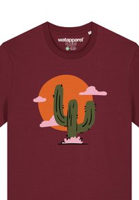 watapparel KAKTUS IM SONNENUNTERGANG - T-shirt imprimé - burgundy