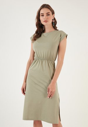 SHORT SLEEVE MIDI - Freizeitkleid - olive