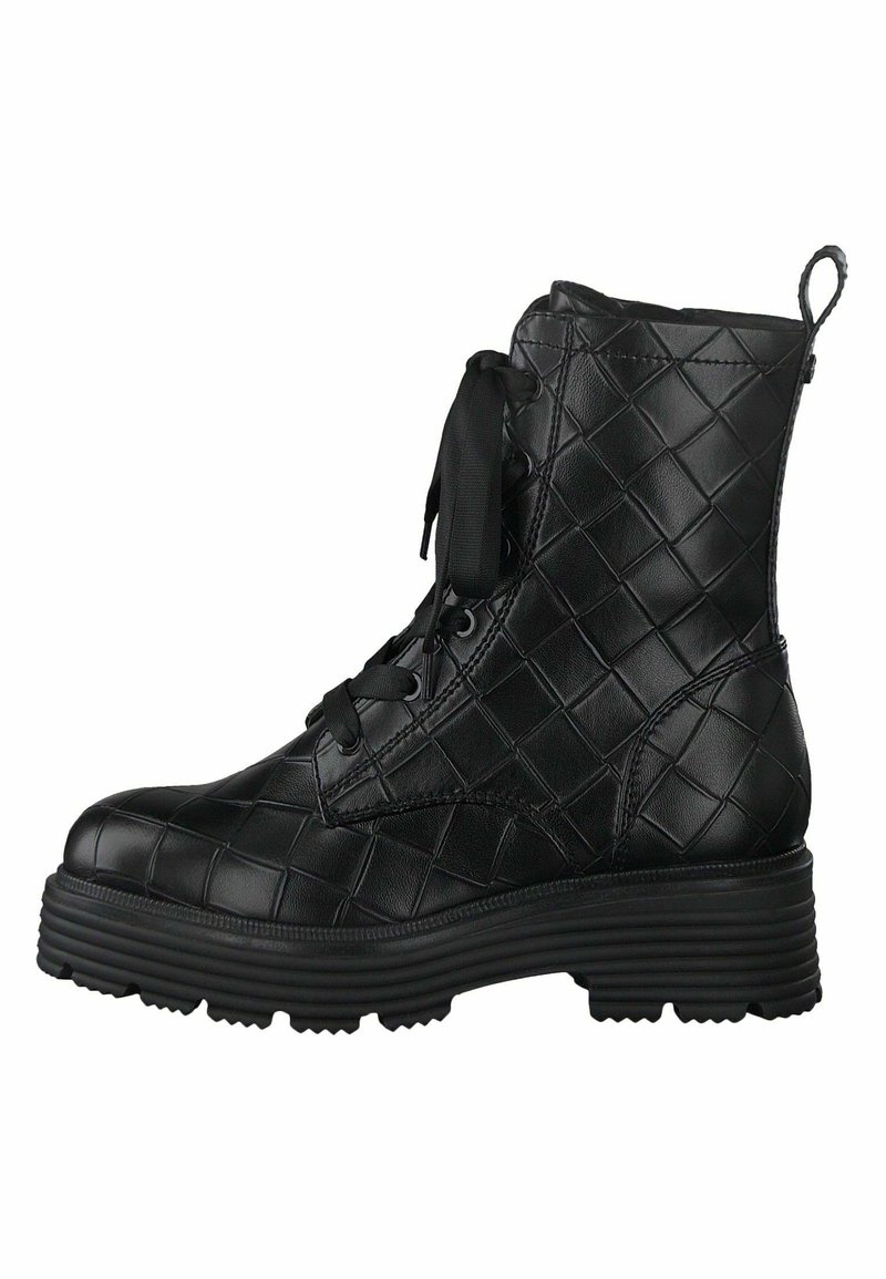 Damen Ankle Boots | Tamaris Plateaustiefelette black struct/anthrazit - IH94073 Damen Ankle Boots | Tamaris Plateaustiefelette black struct/anthrazit - IH94073