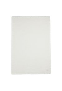 Witte muslin deken met een gestructureerd oppervlak, voorzien van een gefranjerde rand. Lichtgewicht, grote rechthoekige vorm geschikt voor verschillende toepassingen.