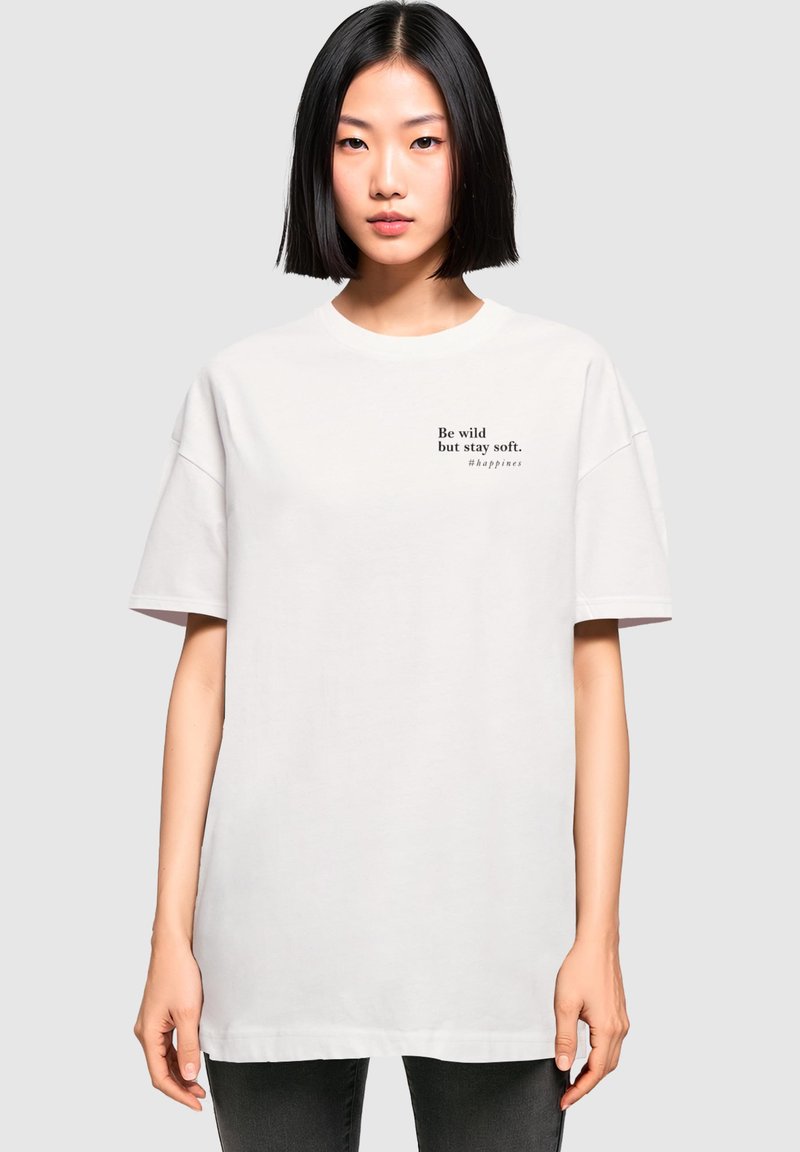 Merchcode HAPPINES BOYFRIEND TEE - Printtipaita - white