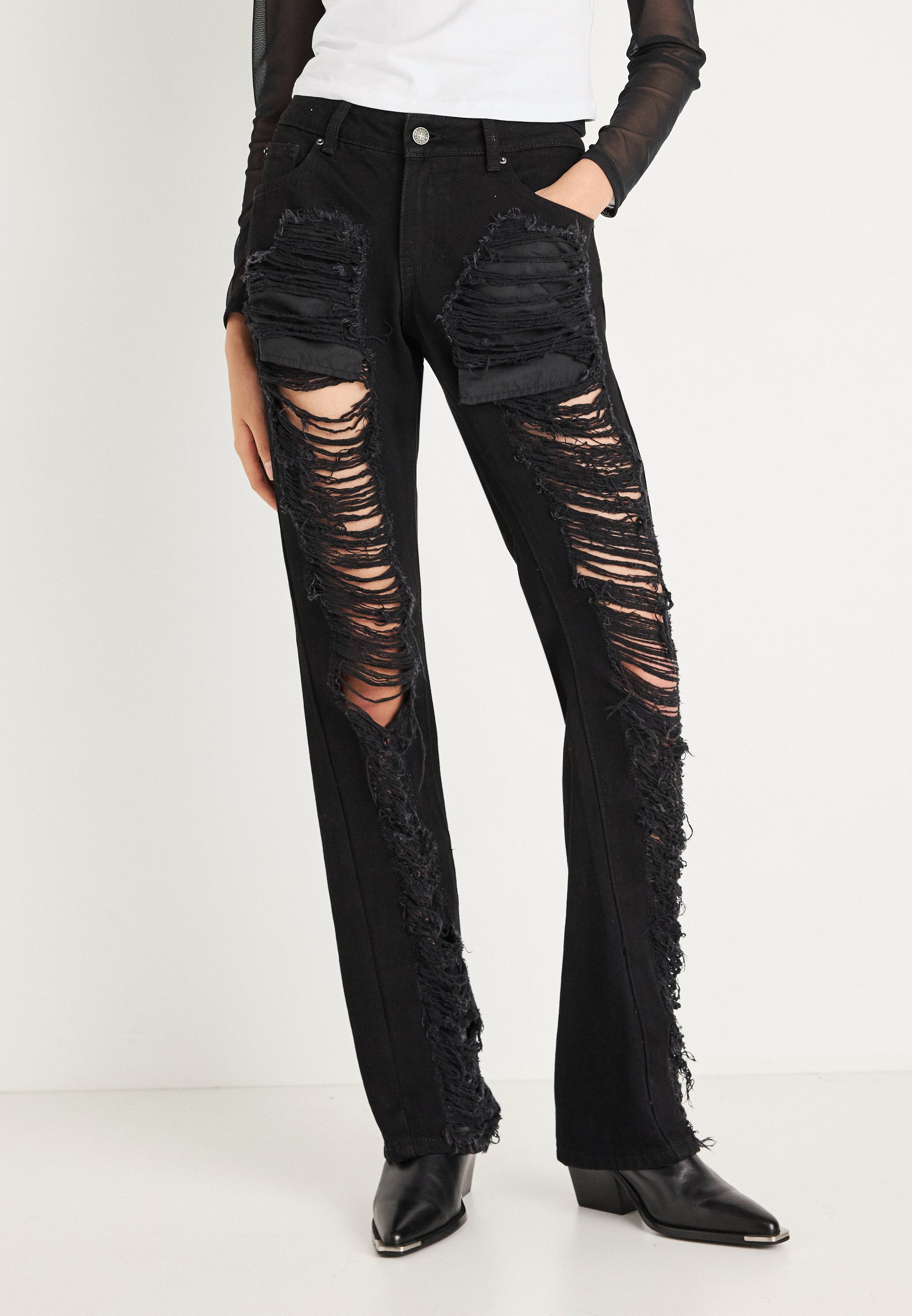 Jaded London FLARED WHISKER UNISEX - Loose Jeans - black - Zalando