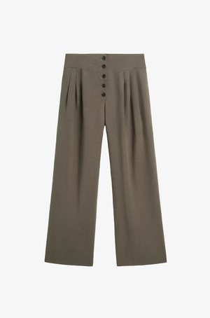 Massimo Dutti, LINEN BLEND PLEATED TROUSERS - Pantalon classique - mottled brown