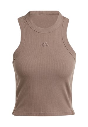 adidas Sportswear, LOUNGE RIBBED CROP TANK - Top - earth strata