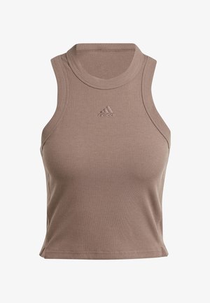 adidas Sportswear, LOUNGE RIBBED CROP TANK - Top - earth strata