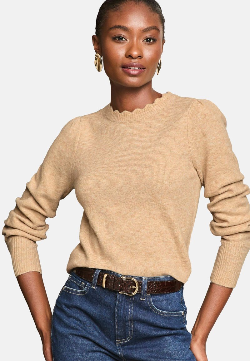 Lipsy REGULAR FIT BLEND SCALLOPED NECK - Džemper - beige