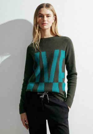 Cecil MIT WORDING - Strickpullover - grün