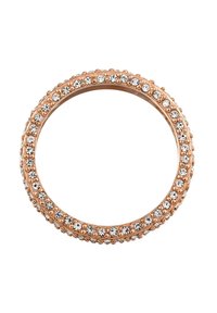 Rose gold cirkelring med to rækker af klare, runde ædelsten jævnt fordelt rundt om ringen.