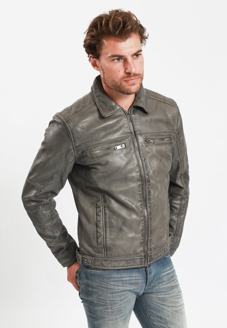 Lee Cooper Leren jas grijs