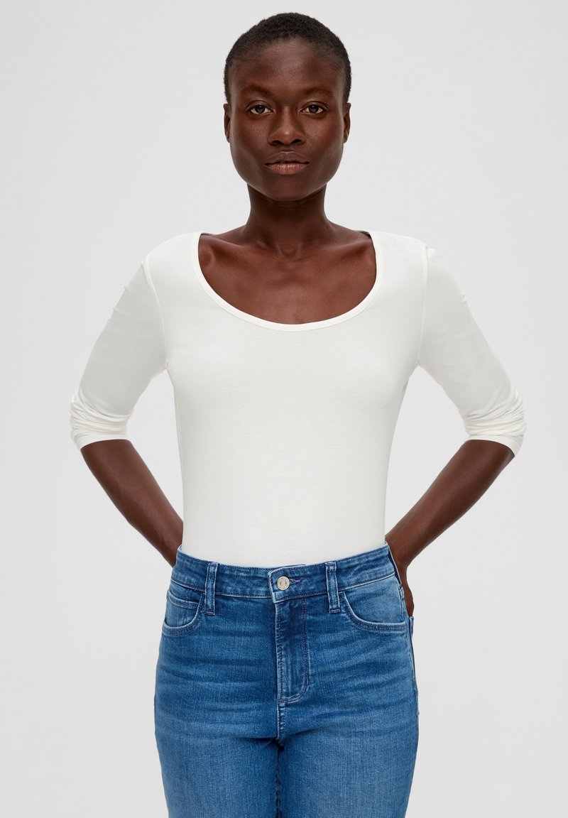 s.Oliver AUS STRETCH - Langarmshirt - ecru
