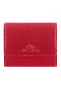 Red leather wallet with a smooth texture and embossed "Wittchen" logo. Features a fold-over flap and visible stitching along the edges.