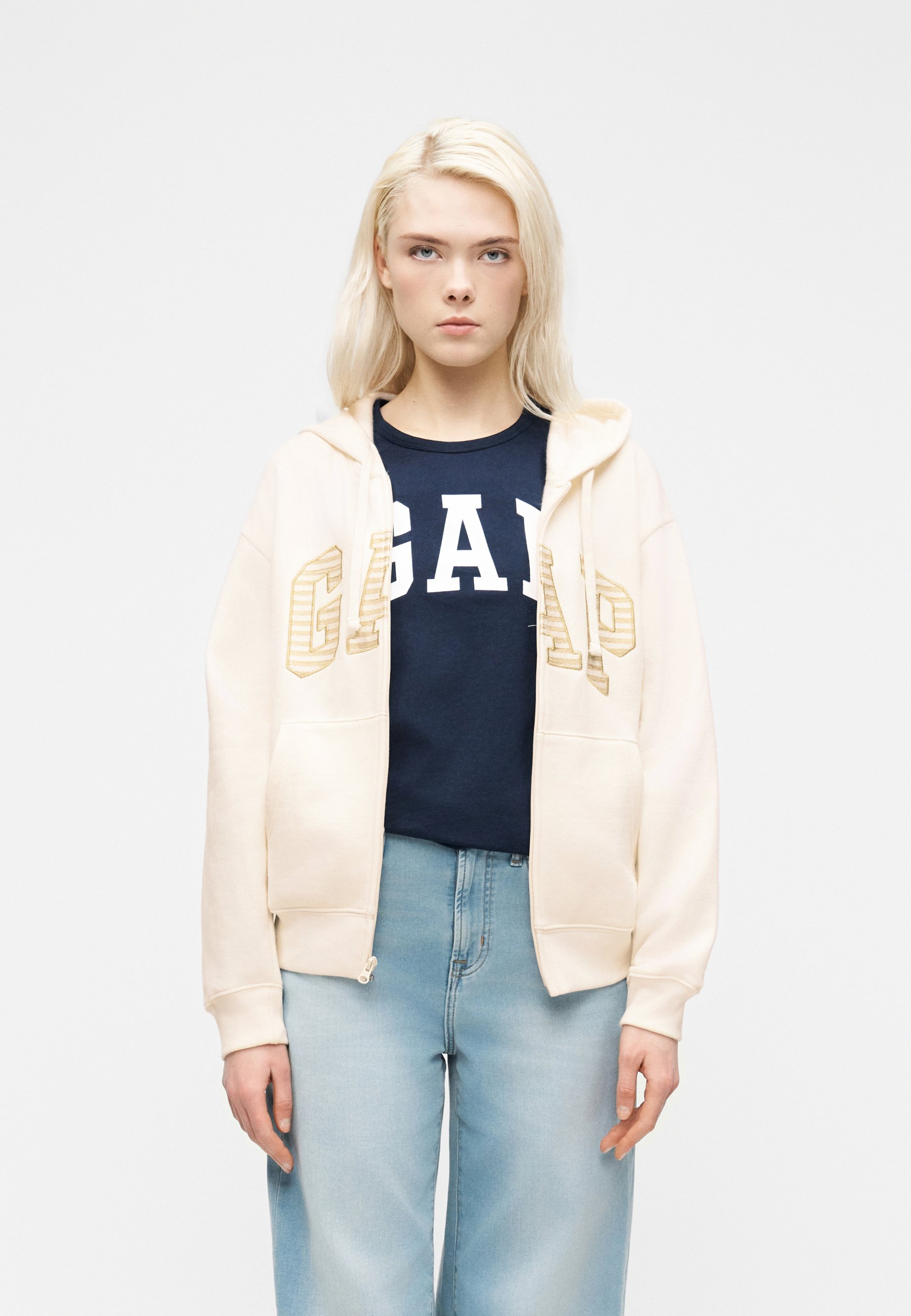 GAP HERITAGE - Zip-up sweatshirt - ivory frost/beige - Zalando.co.uk