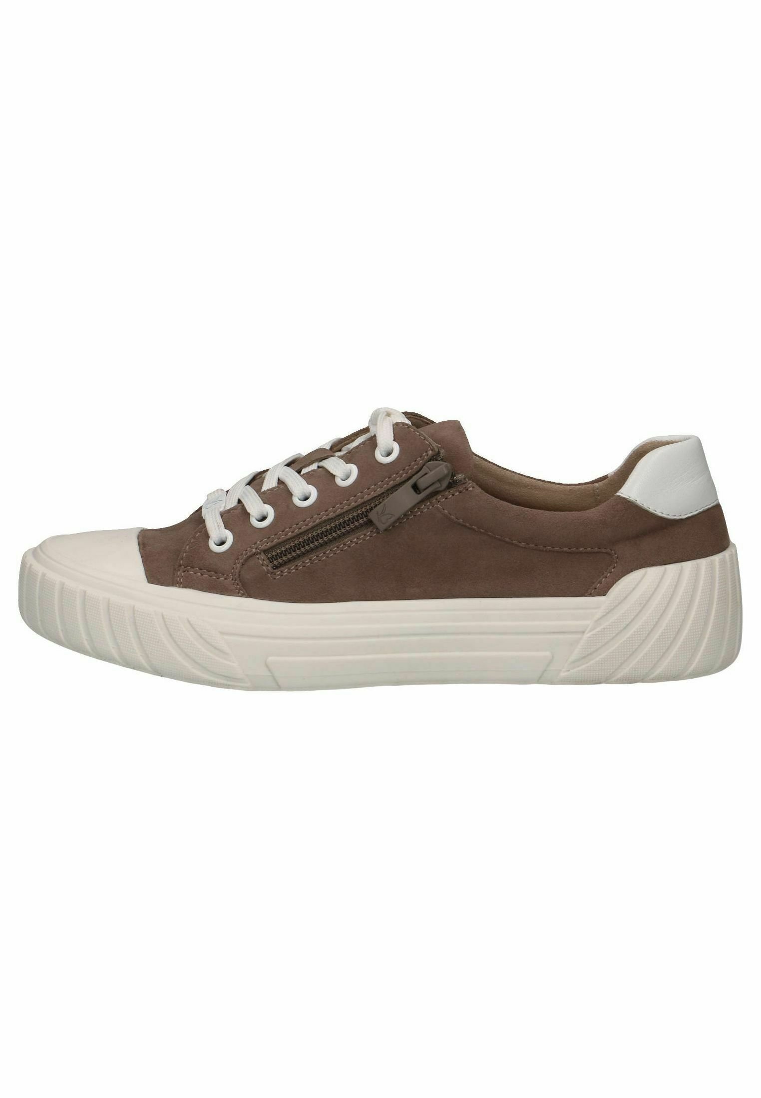 CAPRICE Comfort Damen Sneaker Mit Reißverschluss – Flache Low-Top-Schuhe In Braun, Größe 38