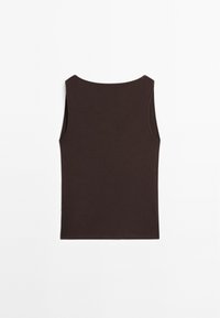Massimo Dutti DRAPED NECKLINE - Top - dark brown