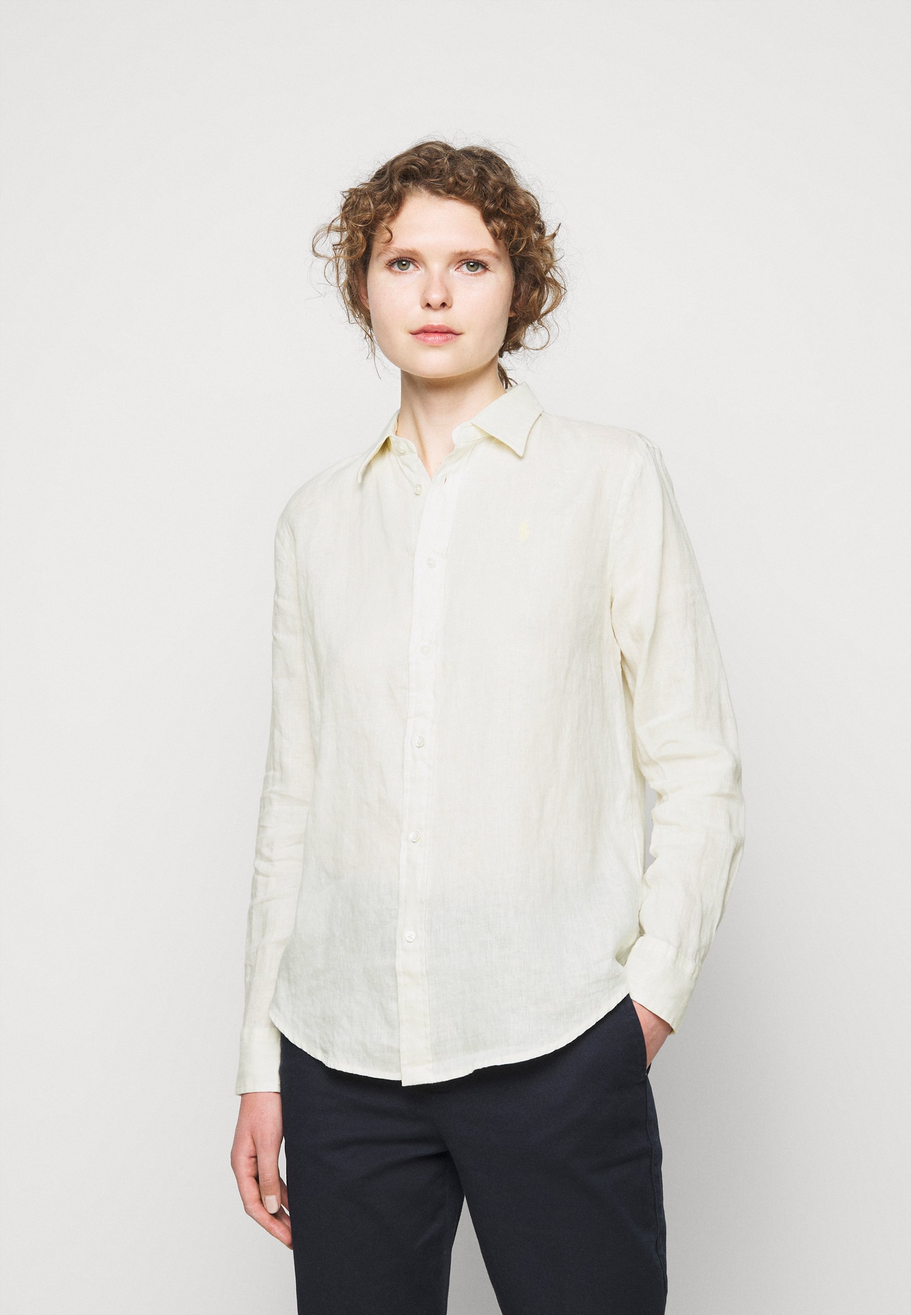 yellow polo button down