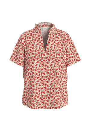 VILA VIPOVA VAL  V-NECK - Blusa - egret val poppy