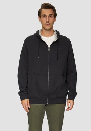 s.Oliver MIT KAPUZE UND LOGO - Sweater met rits - schwarz