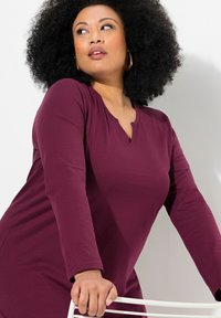 Ulla Popken NOTCH NECKLINE  - Top s dlouhým rukávem - dark claret