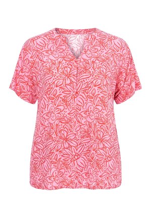 Ulla Popken, TONAL FLORAL SPLIT NECK BLOUSE - Bluse - pale pink
