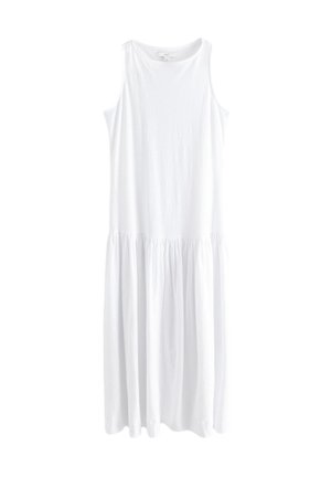 REGULAR FIT - SLEEVELESS DROP WAIST CREW NECK - Vestito lungo - white